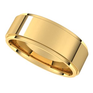 14K Yellow 7 mm Flat Comfort Fit Edge Band Size 6.5