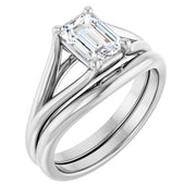 Platinum 7x5 mm Emerald Solitaire Engagement Ring Mounting