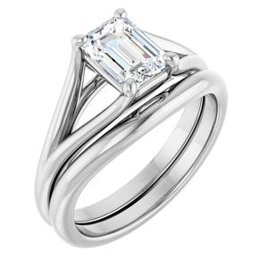 Platinum 7x5 mm Emerald Solitaire Engagement Ring Mounting