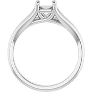 Platinum 7x5 mm Emerald Solitaire Engagement Ring Mounting