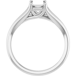 Platinum 7x5 mm Emerald Solitaire Engagement Ring Mounting