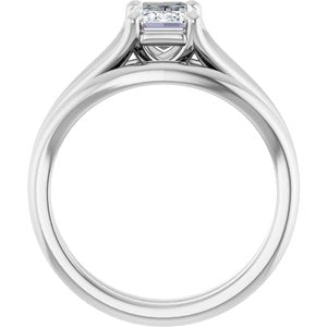 Platinum 7x5 mm Emerald Solitaire Engagement Ring Mounting