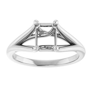 Platinum 7x5 mm Emerald Solitaire Engagement Ring Mounting