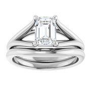 Platinum 7x5 mm Emerald Solitaire Engagement Ring Mounting