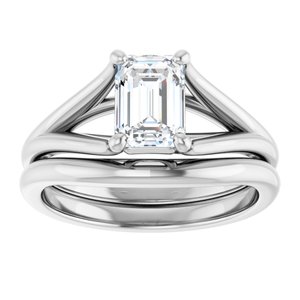 Platinum 7x5 mm Emerald Solitaire Engagement Ring Mounting