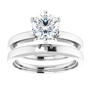 14K White 6.5 mm Round Solitaire Engagement Ring Mounting