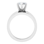 14K White 6.5 mm Round Solitaire Engagement Ring Mounting