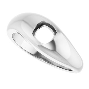 14K White 5 mm Cushion Ring Mounting