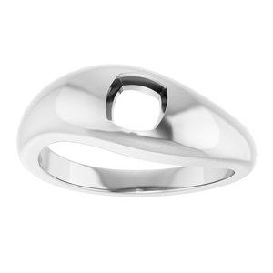 14K White 5 mm Cushion Ring Mounting