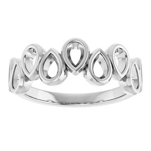 14K White 4x2.5 mm Pear Anniversary Band Mounting